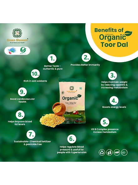 Organic Toor Dal /Arhar Dal  -- 1Kg 
