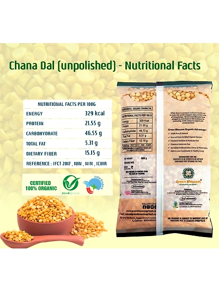 Organic Chana Dal  - 500 Gm