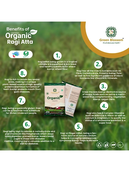 Organic Ragi Atta / Finger Millet Flour - 1 Kg