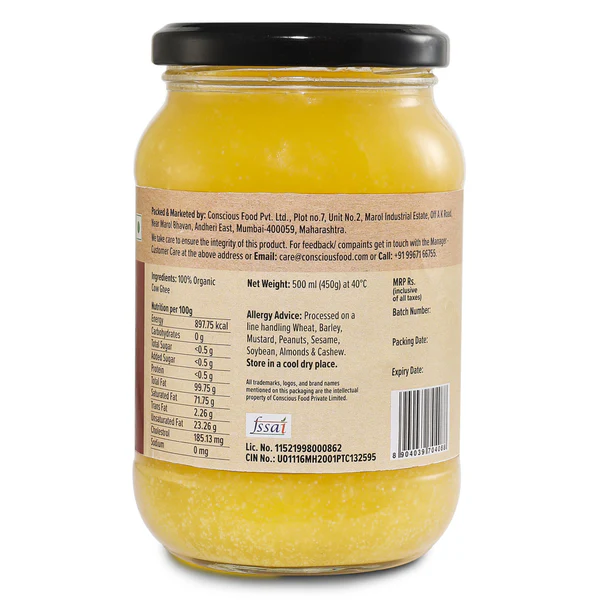 Organic Cow Ghee - 500 ml
