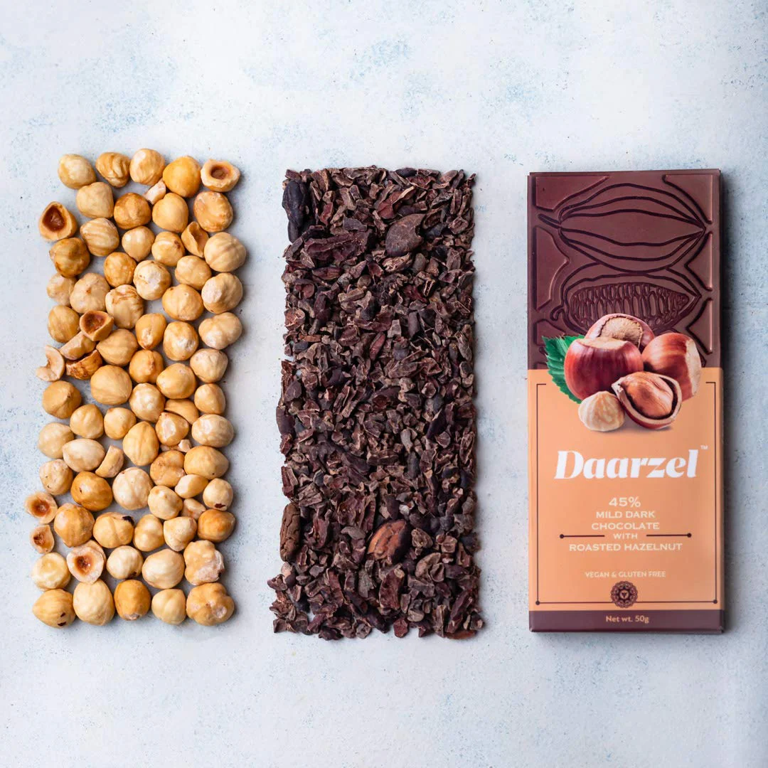 Dark Chocolate With Roasted Hazelnut 45%