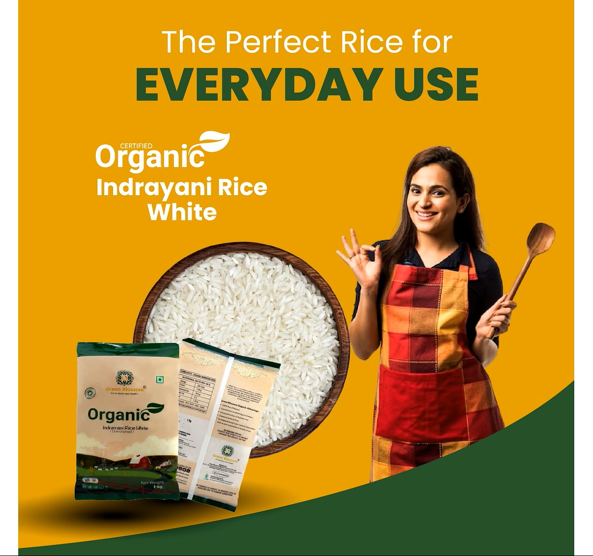 Organic Indrayani Rice (White) (GB) |  Unpolished  | - 1Kg 