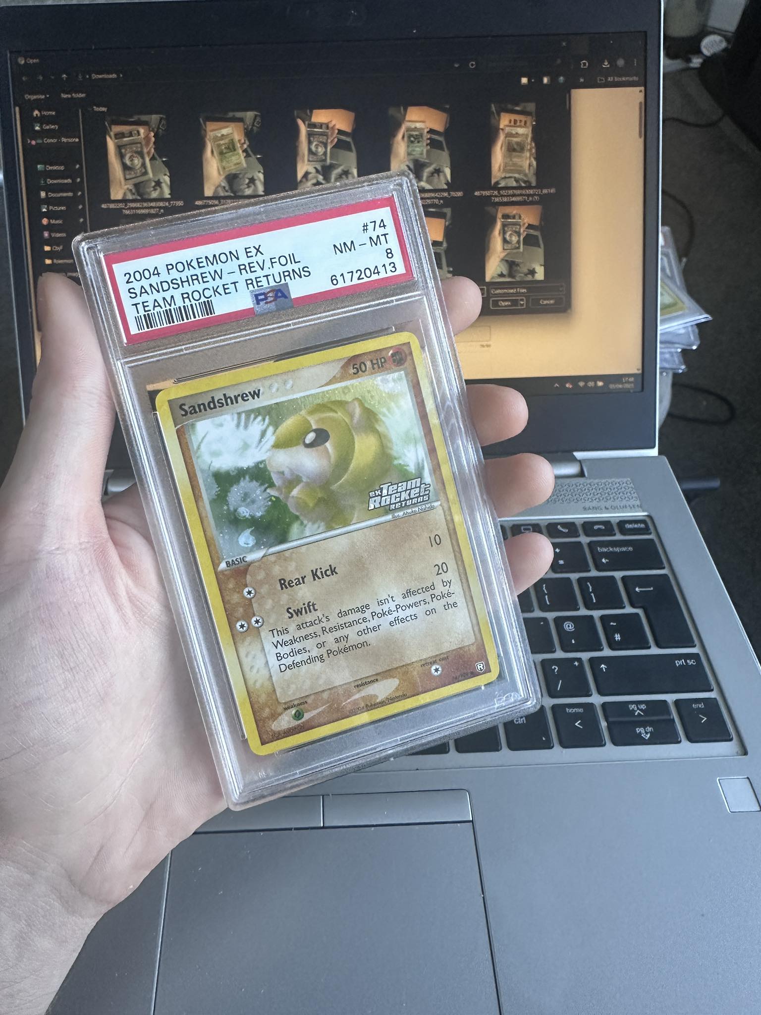 2004 Pokémon EX Rocket Returns – Sandshrew #74/109 Reverse Holo | PSA 8 NM-MT