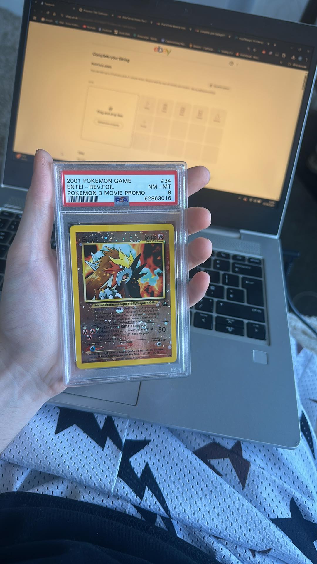 2001 Pokémon Movie Promo – Entei #34 Reverse Holo | PSA 8 NM-MT