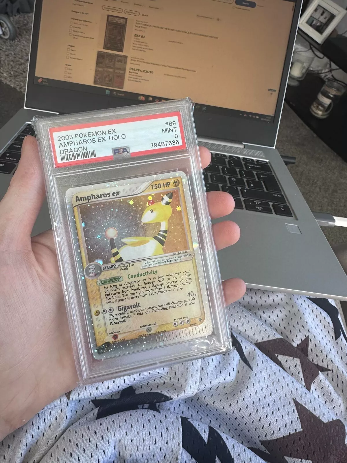 2003 Pokémon EX Dragon – Ampharos #89/97 Holo | PSA 9 MINT
