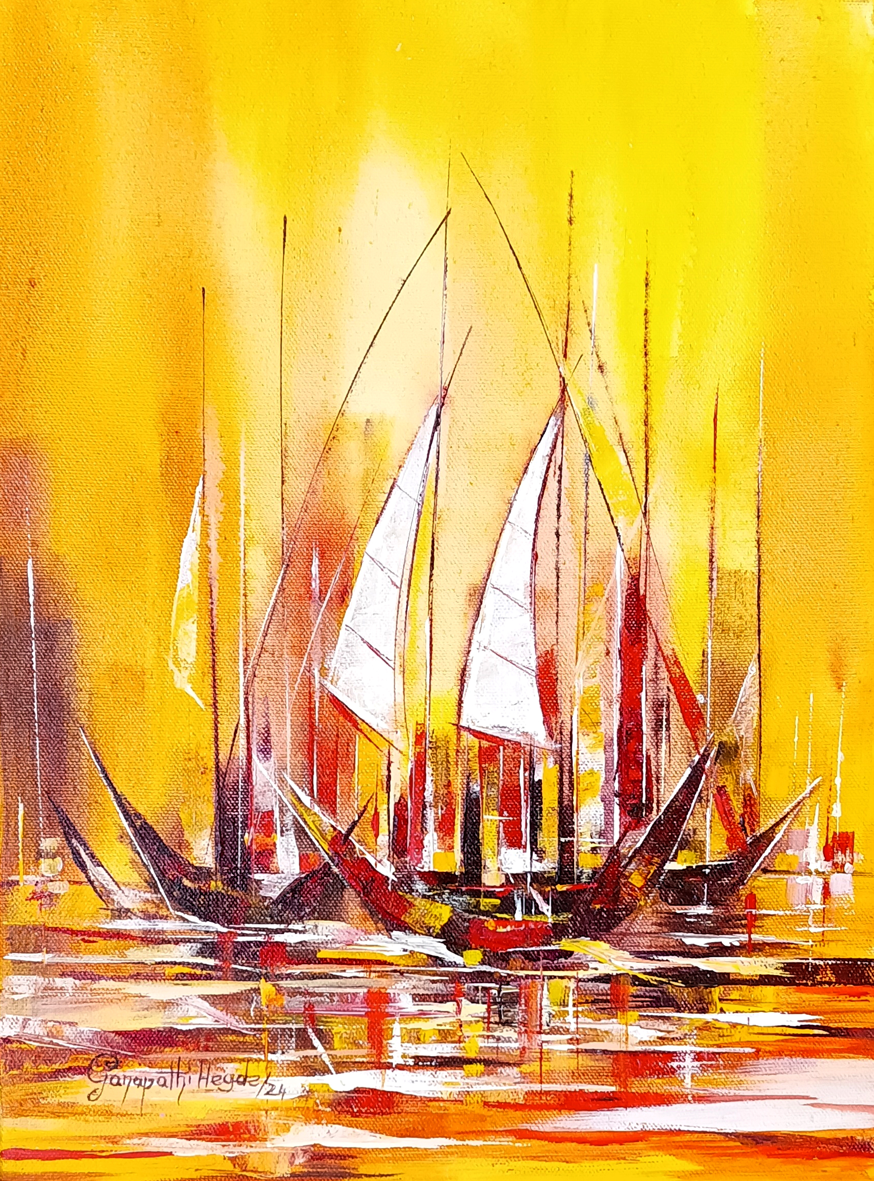 Abstract Sailboats Painting