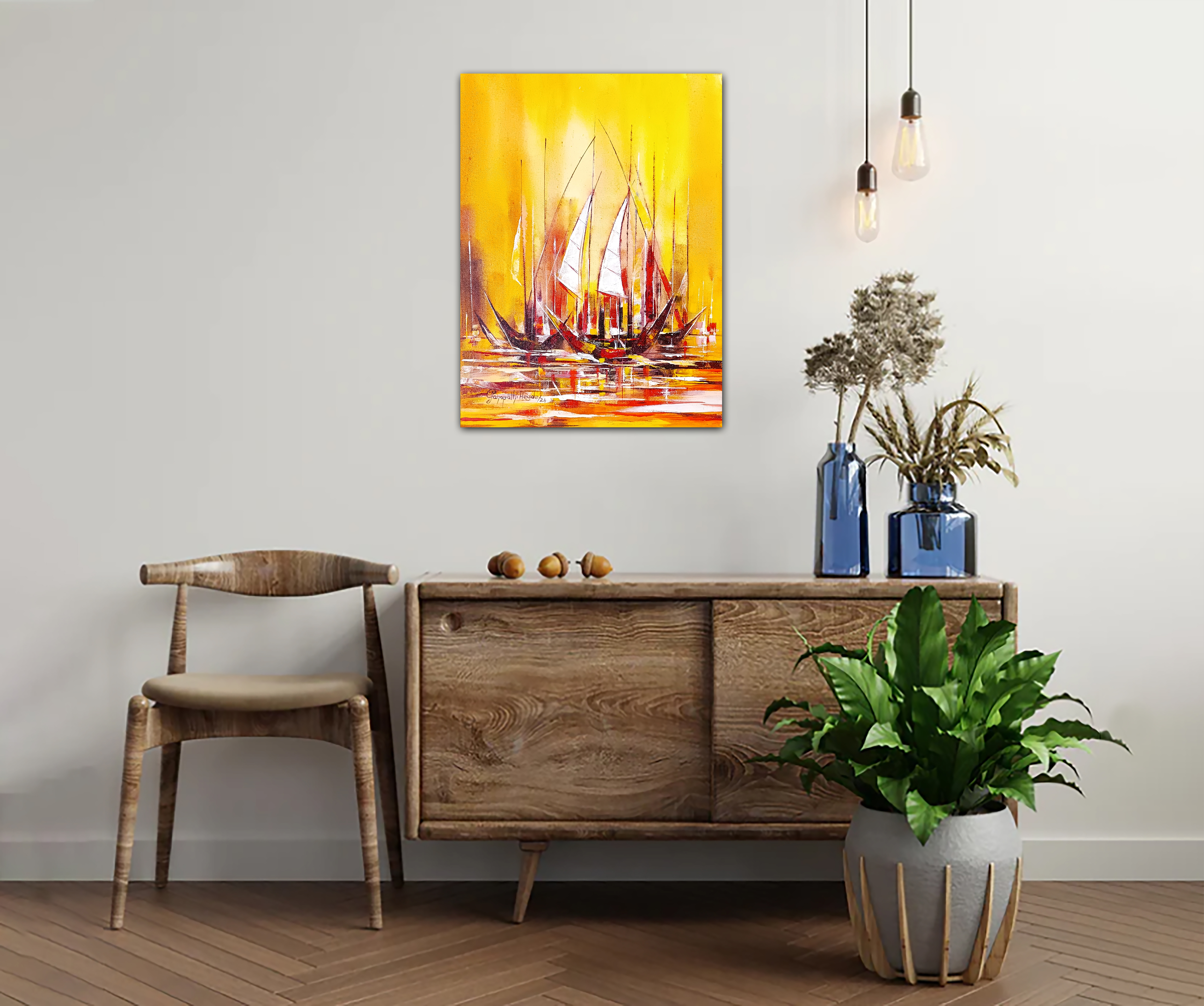 Abstract Sailboats Painting