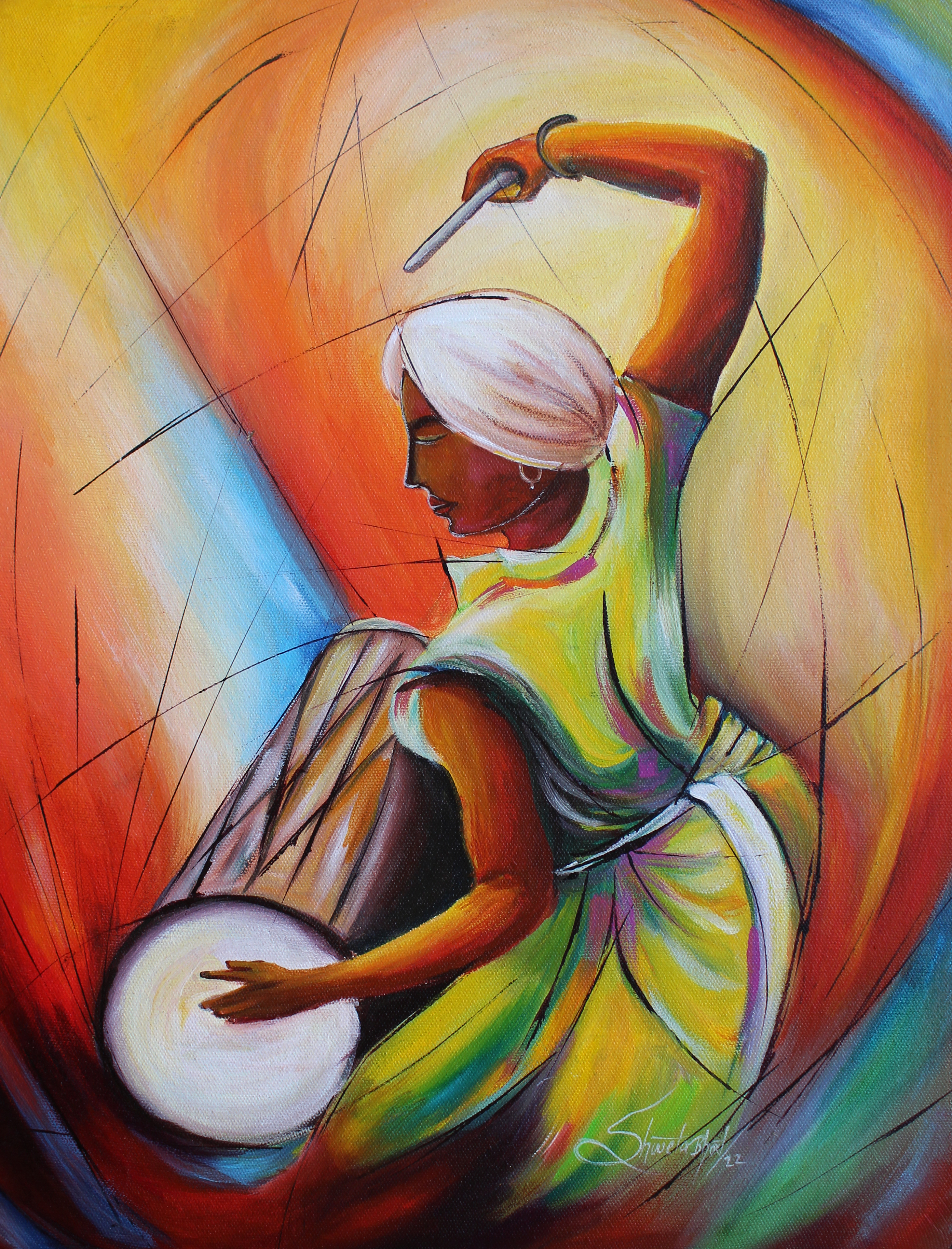 Vibrant Percussionist Painting