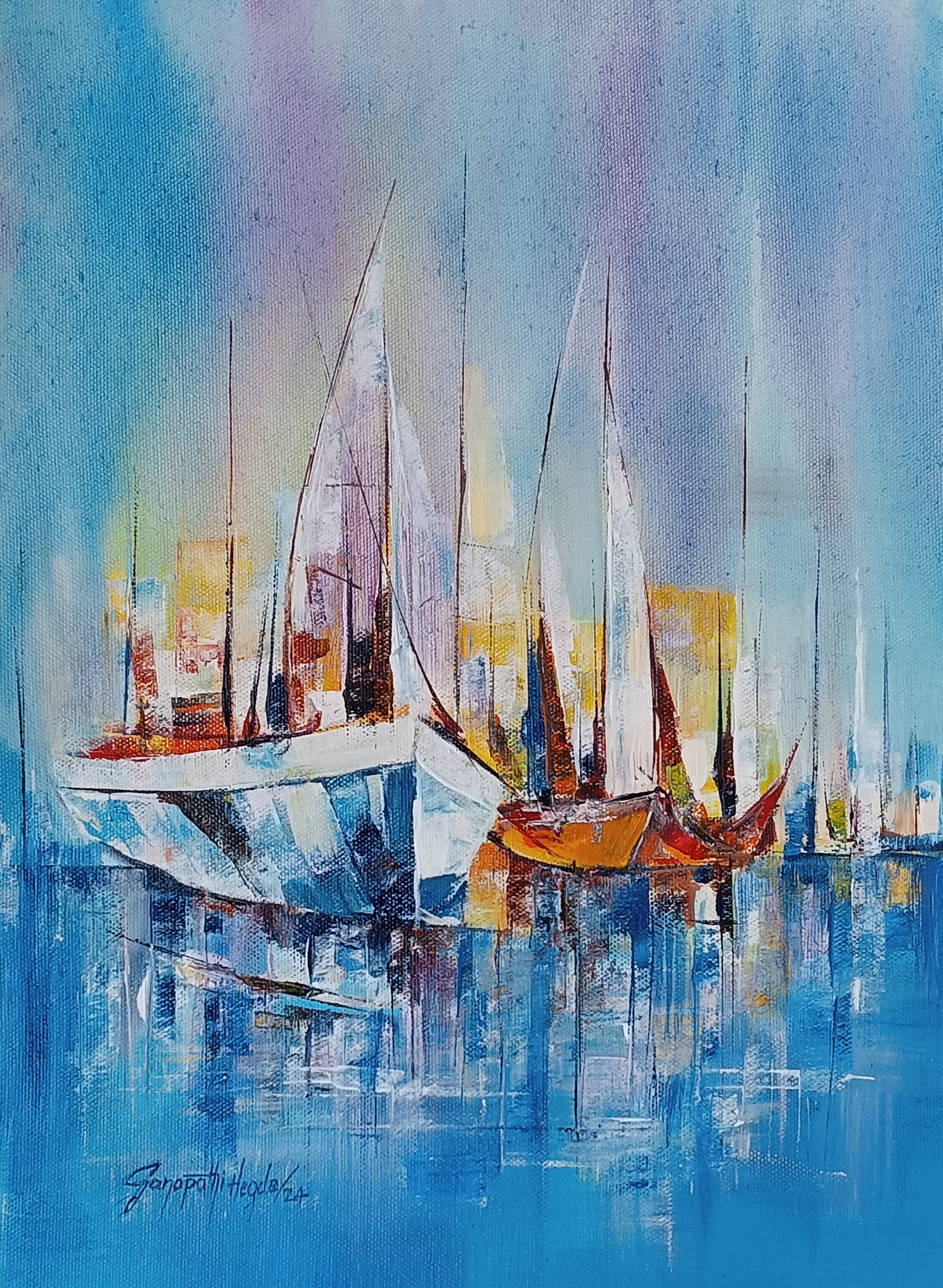 Abstract Sailboat Painting