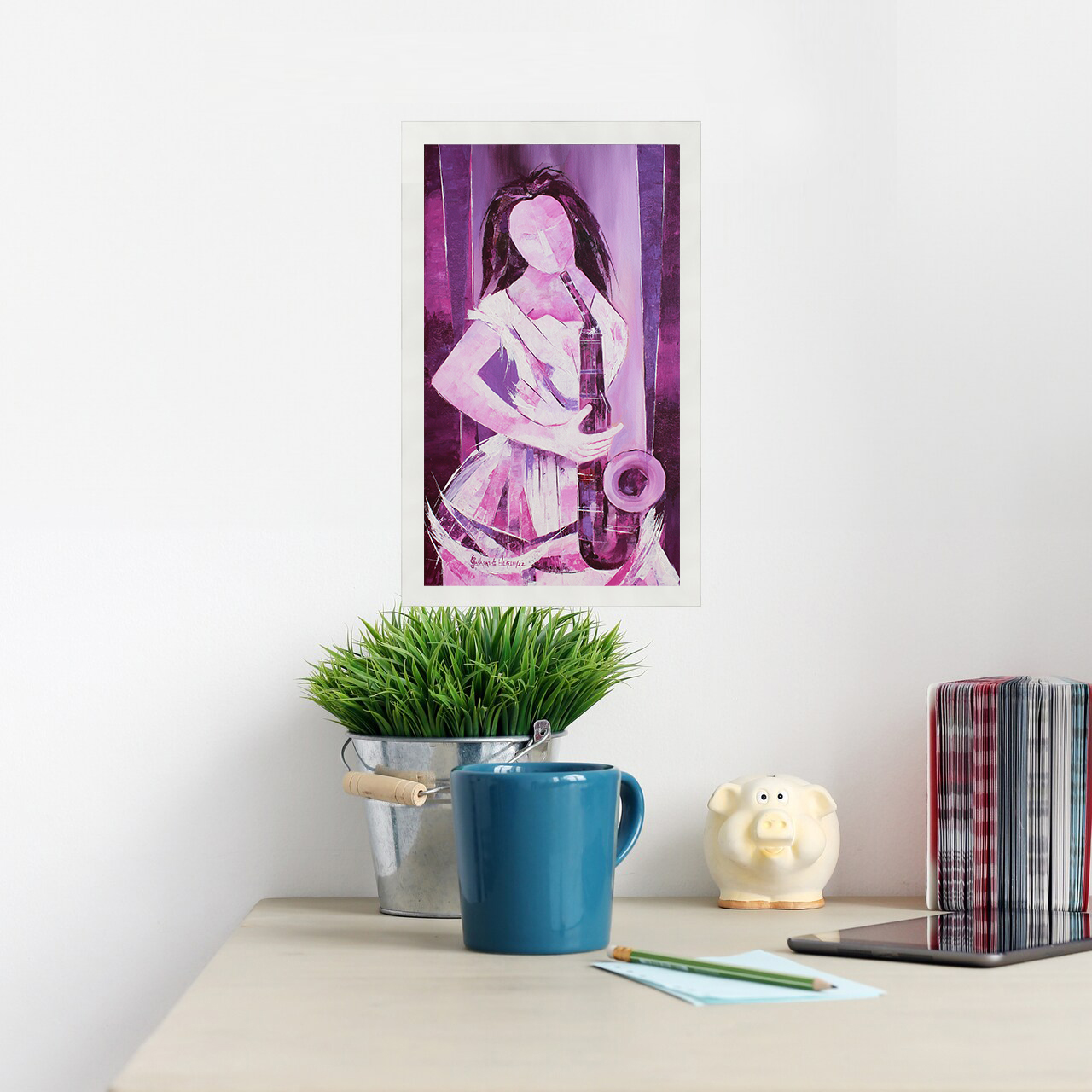 Abstract Woman with Saxophone 