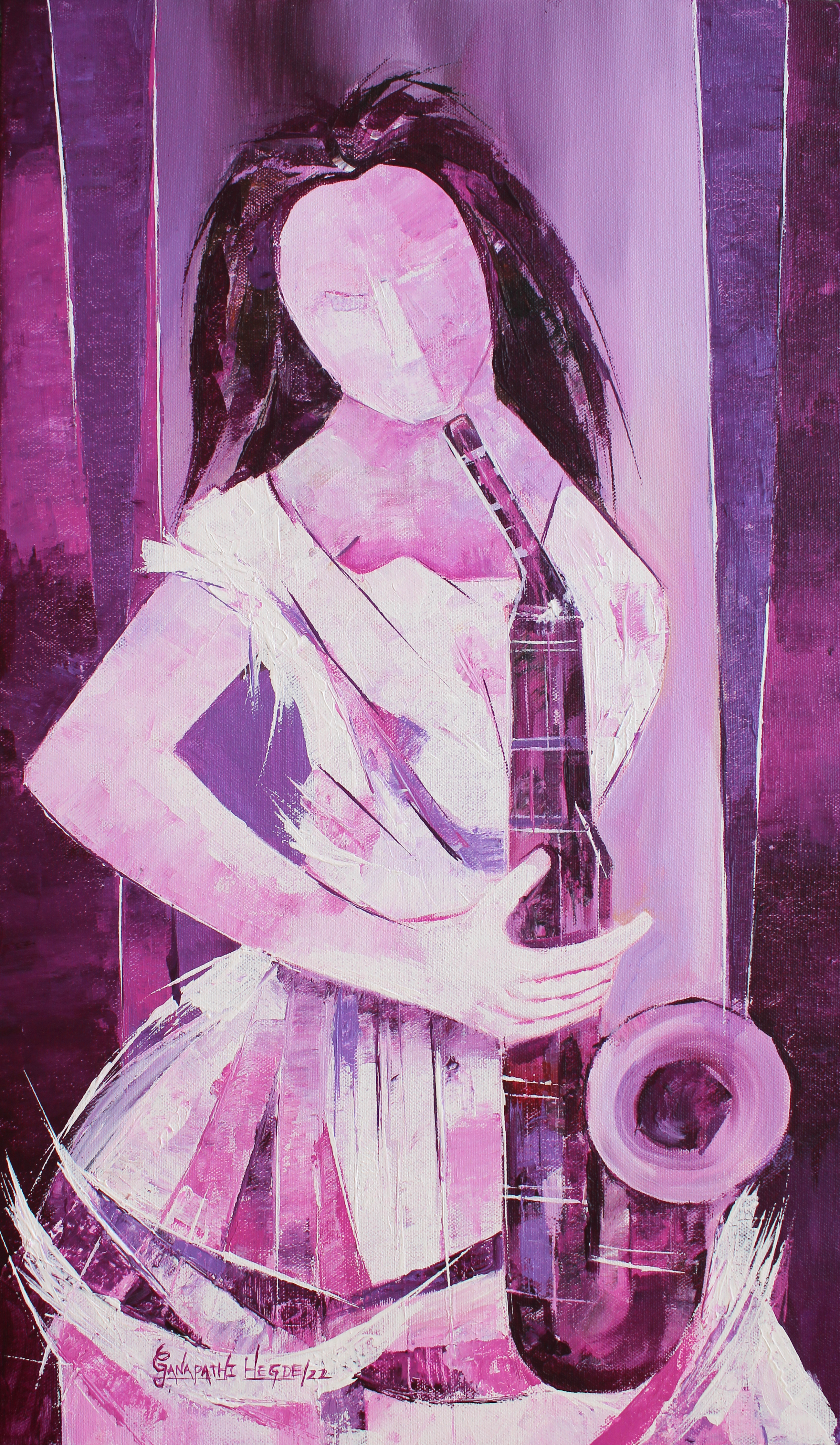 Abstract Woman with Saxophone 