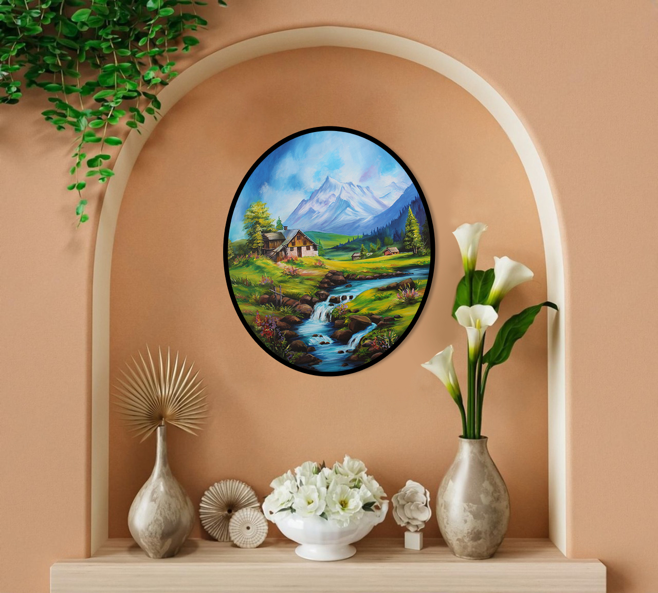 Hand-Painted Mountain Landscape