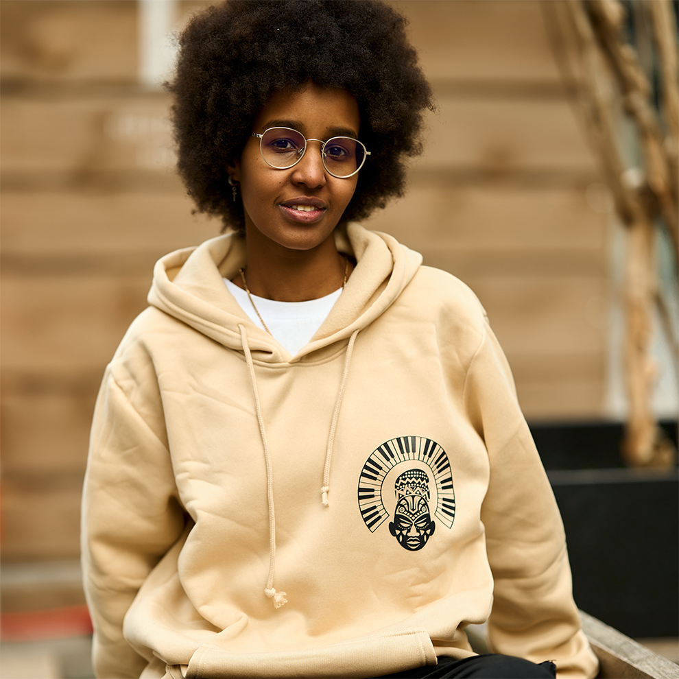 Amabenz Beige Graphic Hoodie
