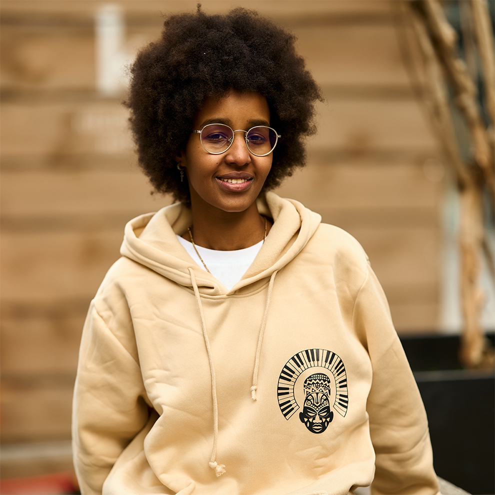 Amabenz Beige Graphic Hoodie