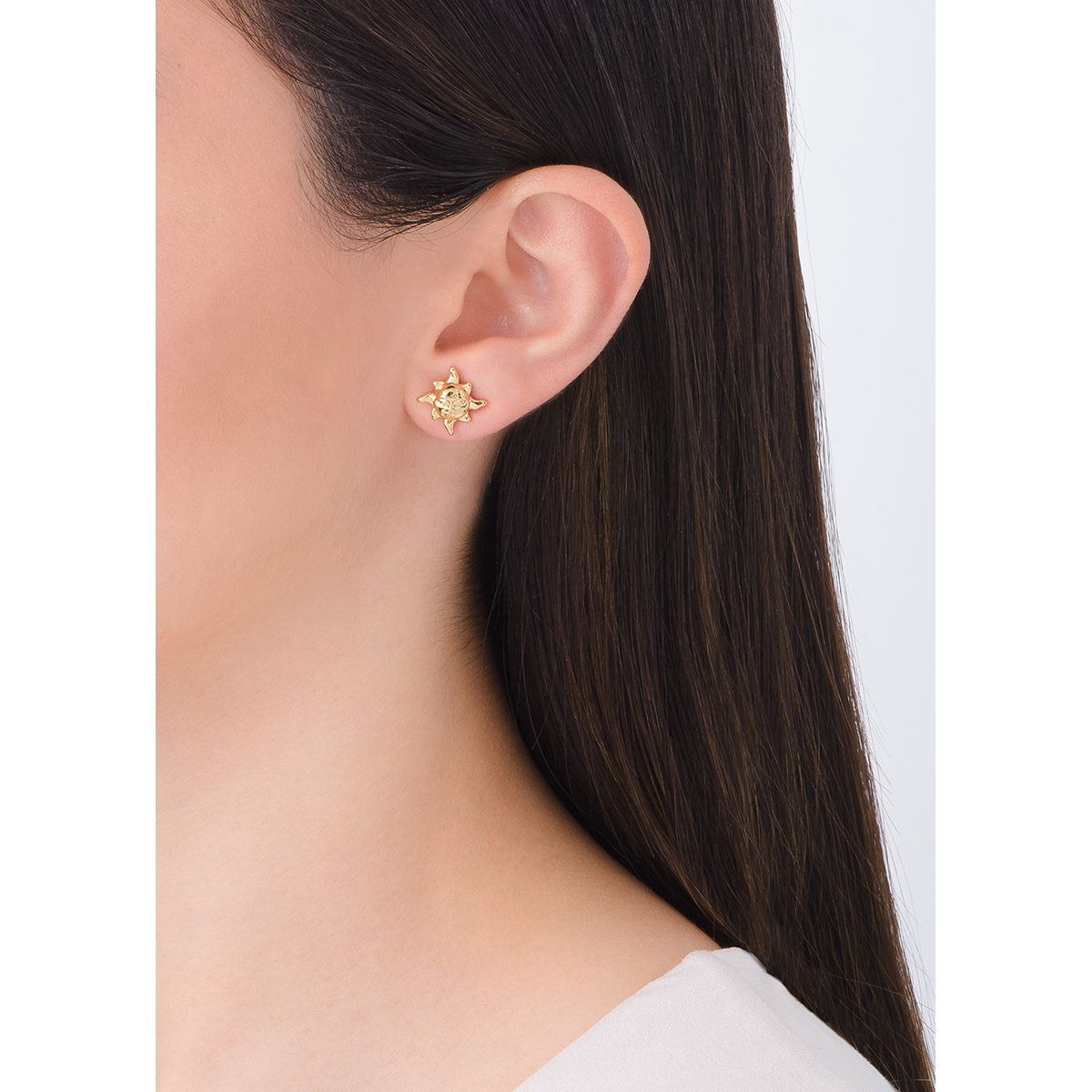 Aretes de Luna y Sol en baño de Oro 18k Diseño Elegante