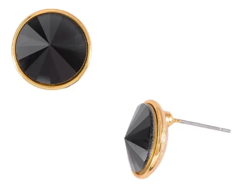 Aretes Dorados Piedra Cristal Negra Nice