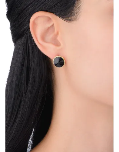 Aretes Dorados Piedra Cristal Negra Nice