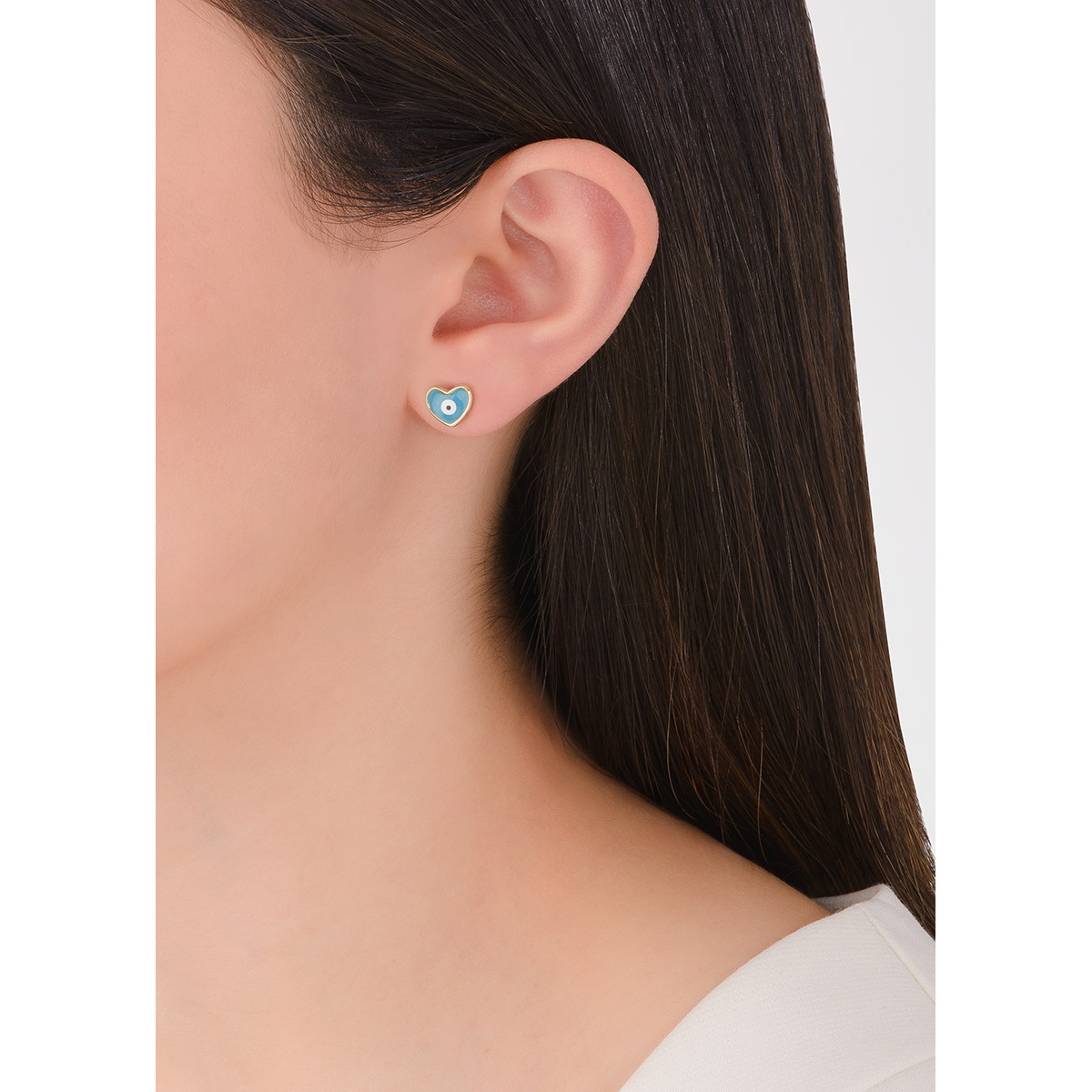 Aretes en baño de oro con esmalte azul blanco negro
