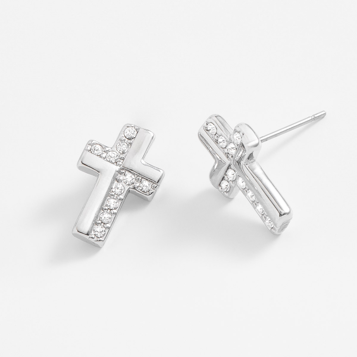 Aretes cruz con baño de platino