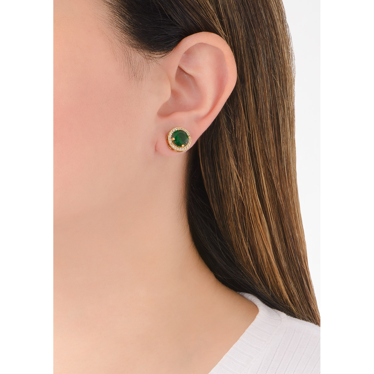 Aretes con baño de Oro, Diamonice Esmeralda