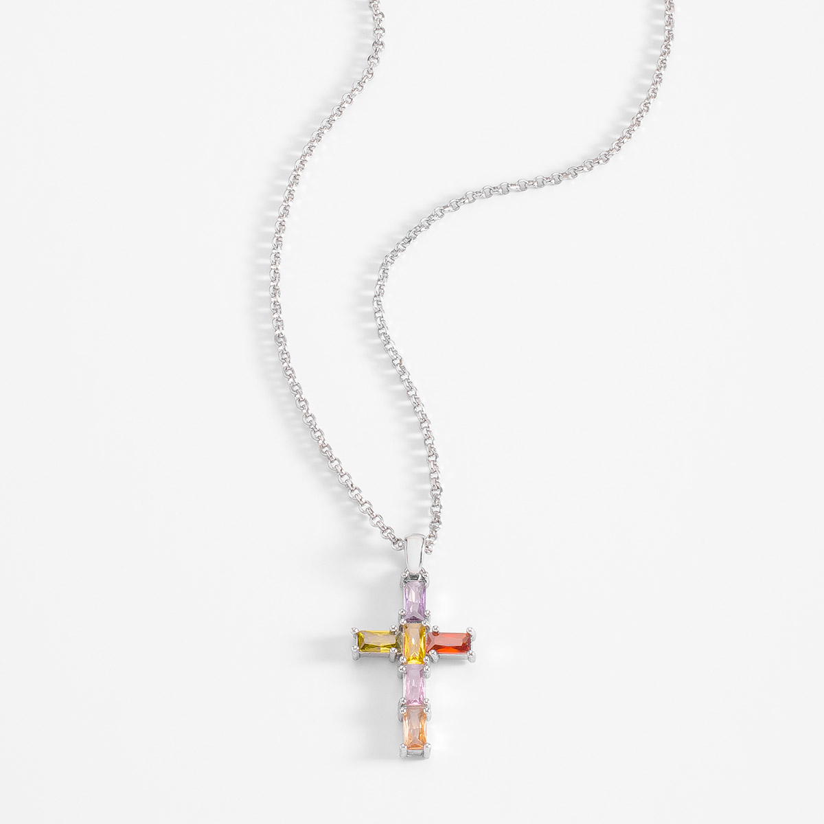 Collar Baño de Platino con Dije de Cruz Diamonice