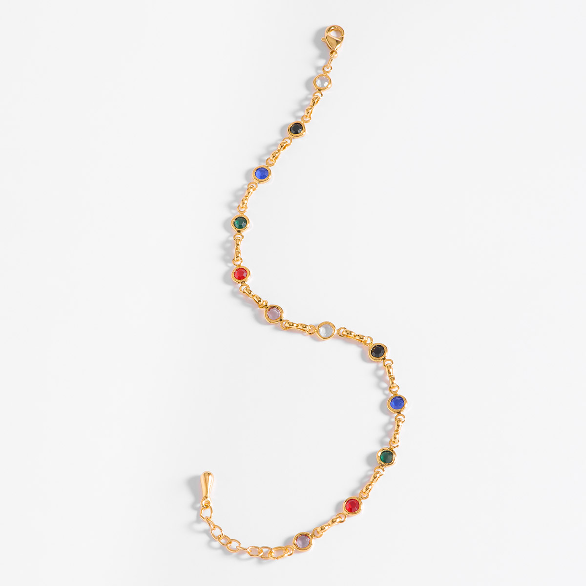 Pulsera en baño de oro 18k con piedras multicolor elegantes