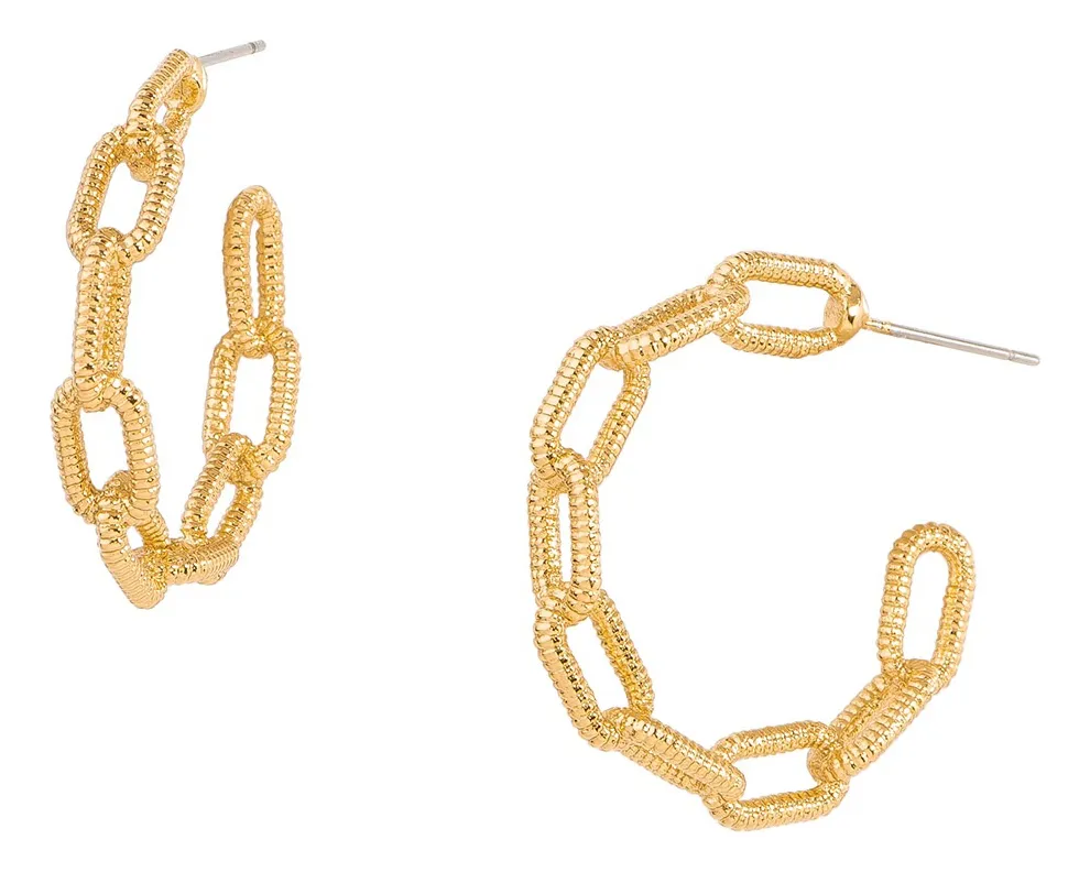 Arracada Entrelazada Sencilla En Baño De Oro Marca Nice