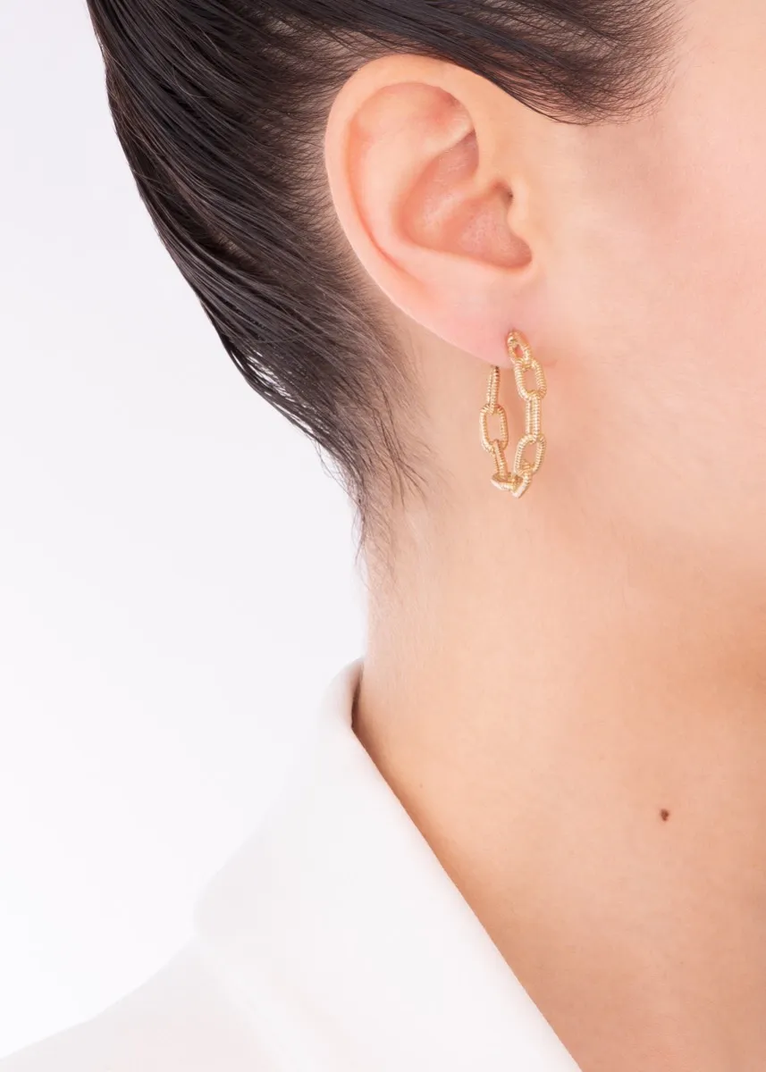 Arracada Entrelazada Sencilla En Baño De Oro Marca Nice