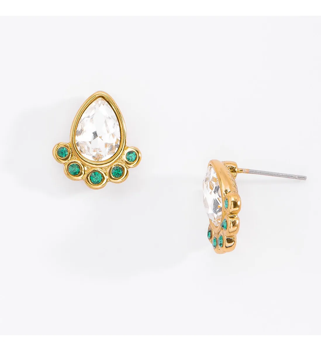 Aretes Con Piedra Gota Color Esmeralda