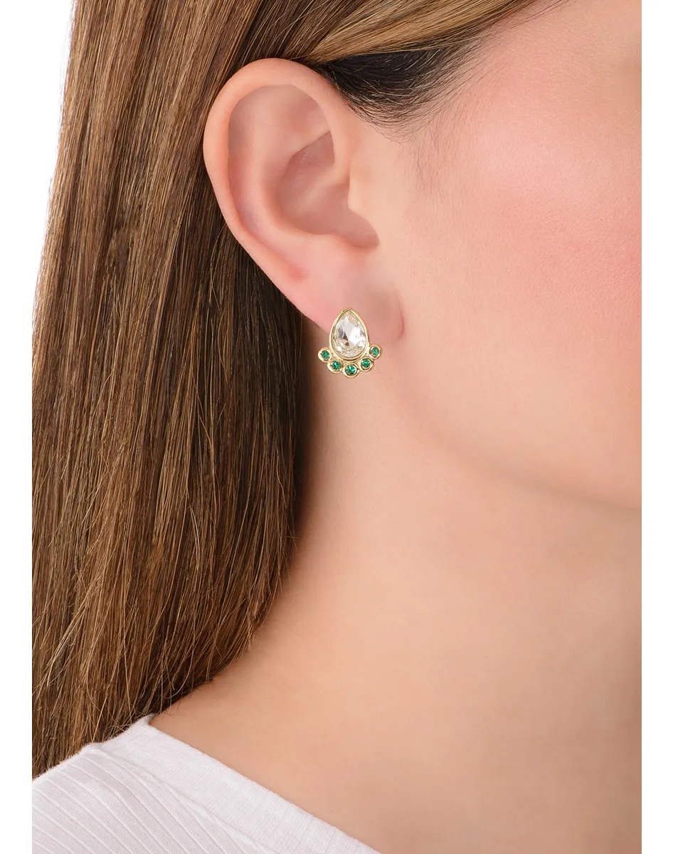 Aretes Con Piedra Gota Color Esmeralda