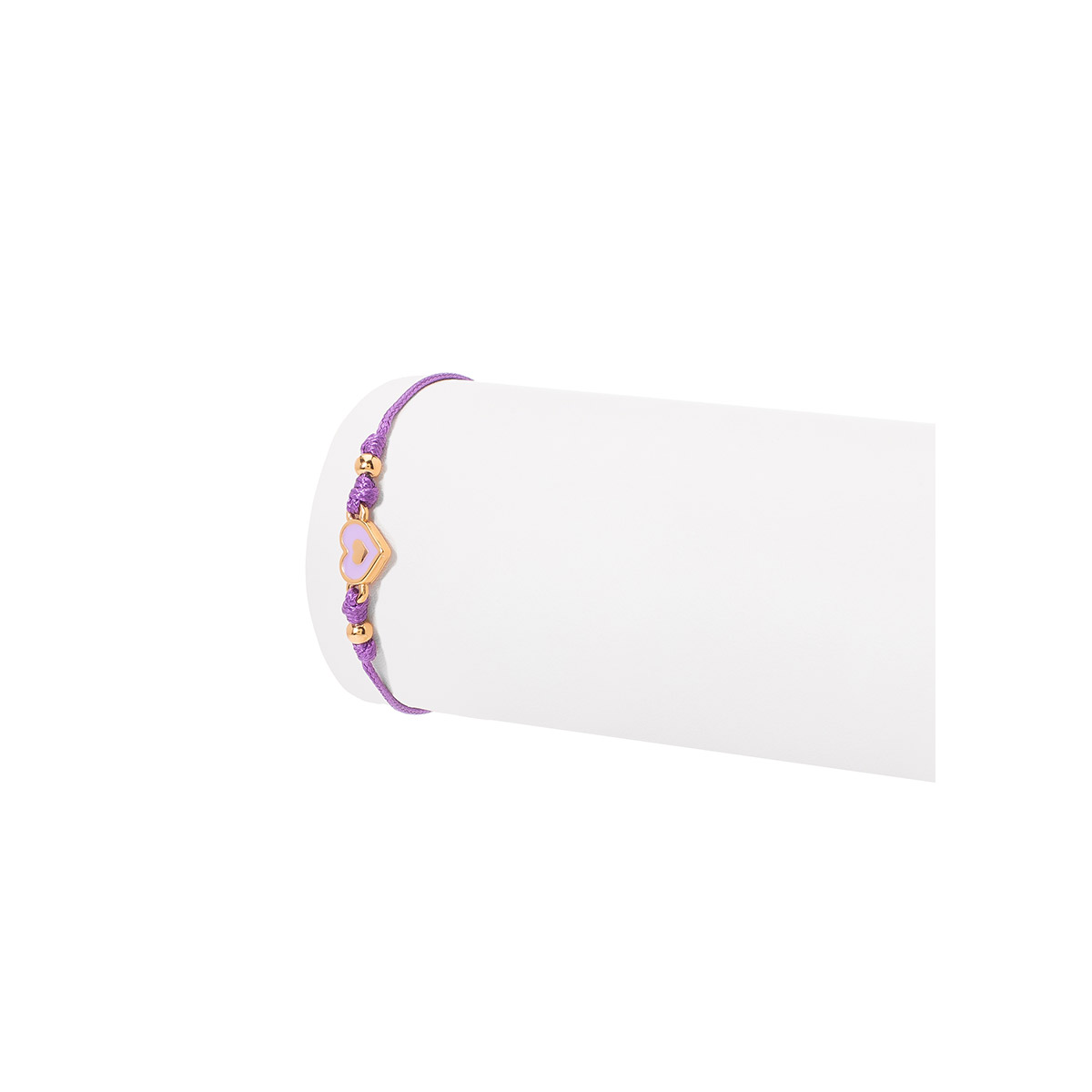 Pulsera con cordón morado y dije de corazón
