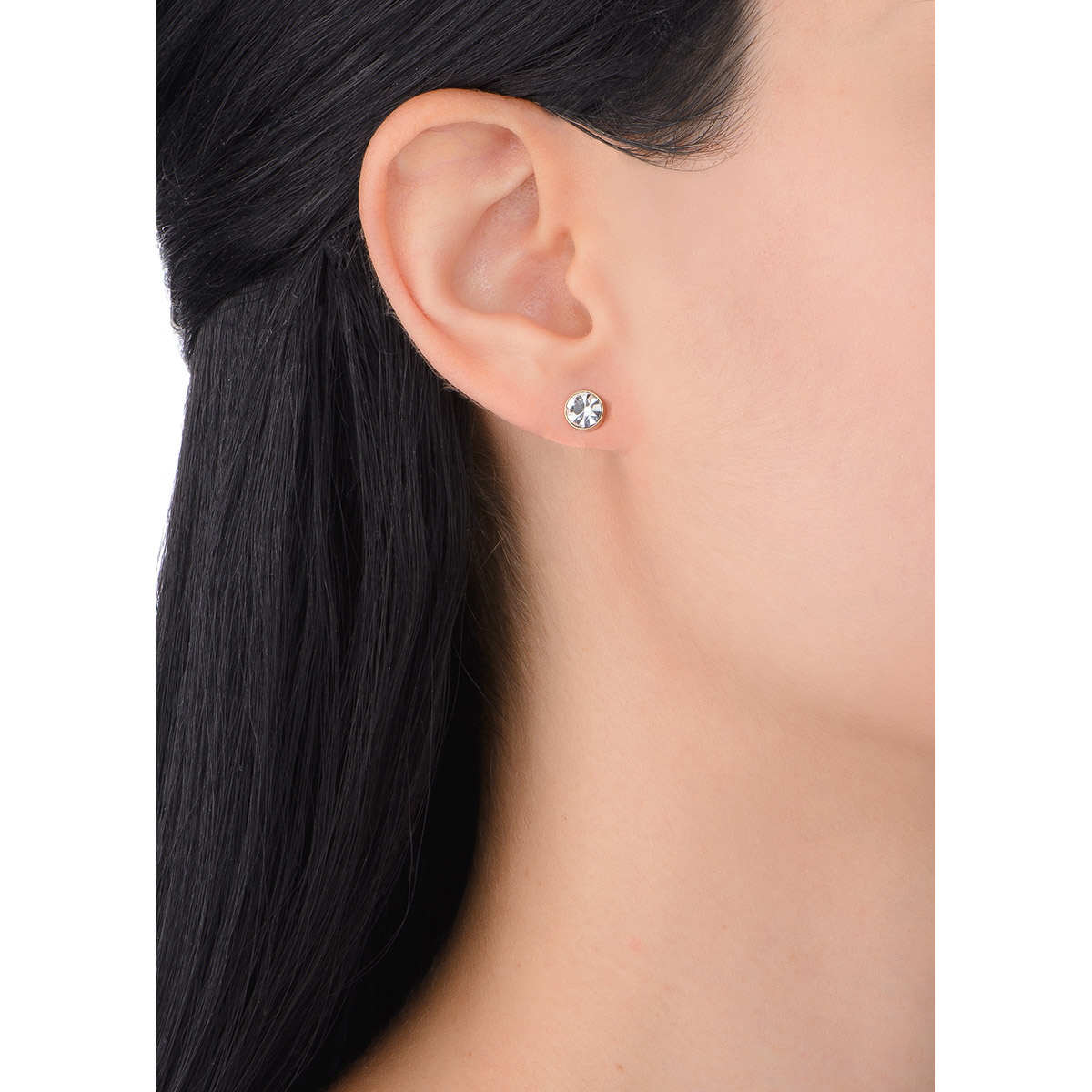 Aretes de oro 18k con piedra cristal incrustada