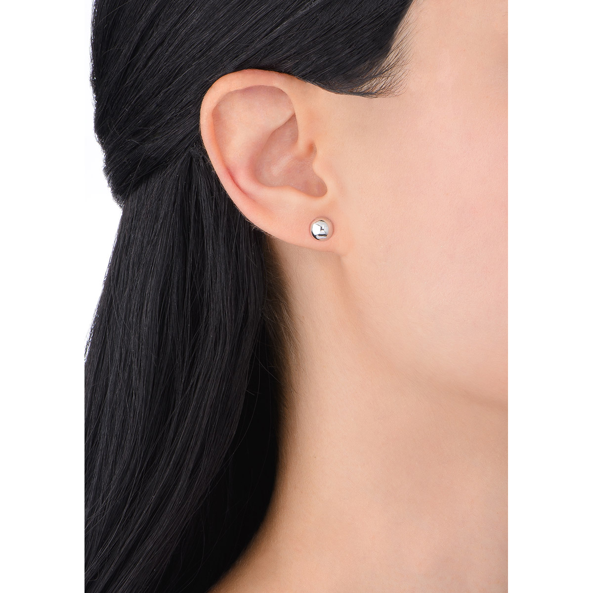 Aretes tipo esfera en baño de platino