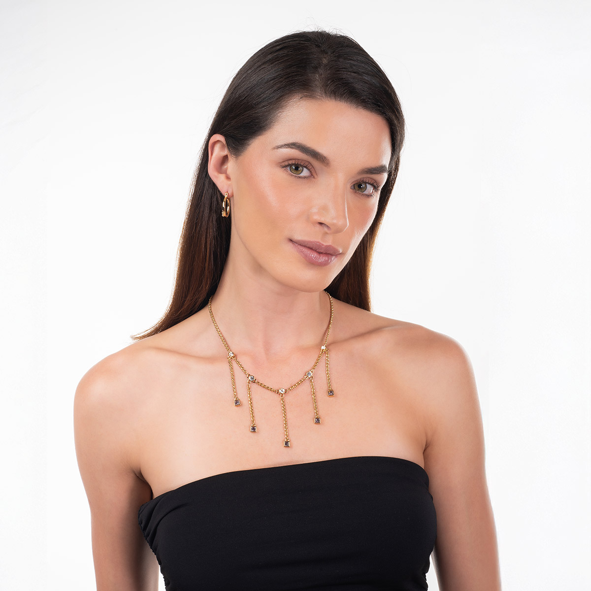 Aros dorados con circonita