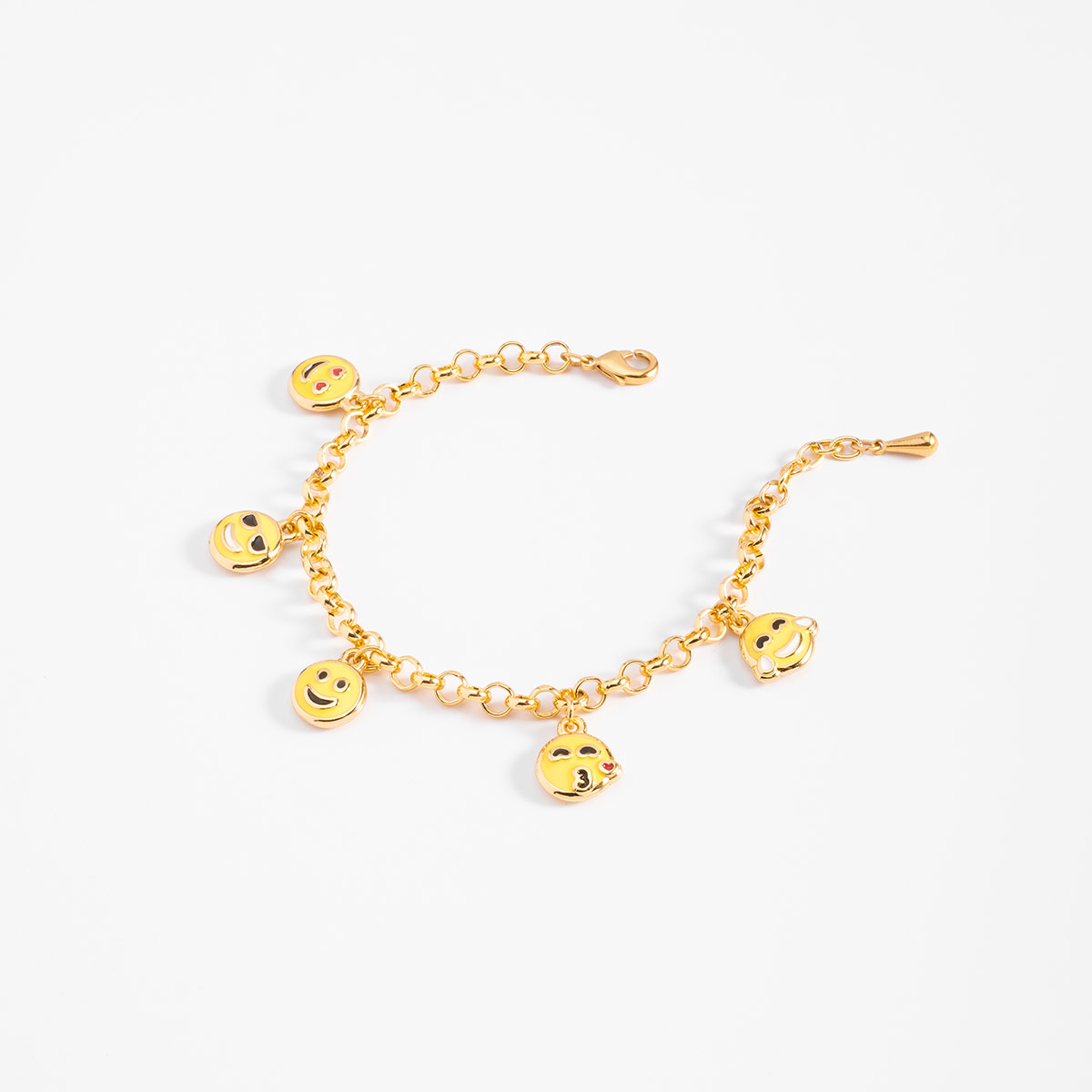 Pulsera en baño de oro con dijes de caritas divertidas