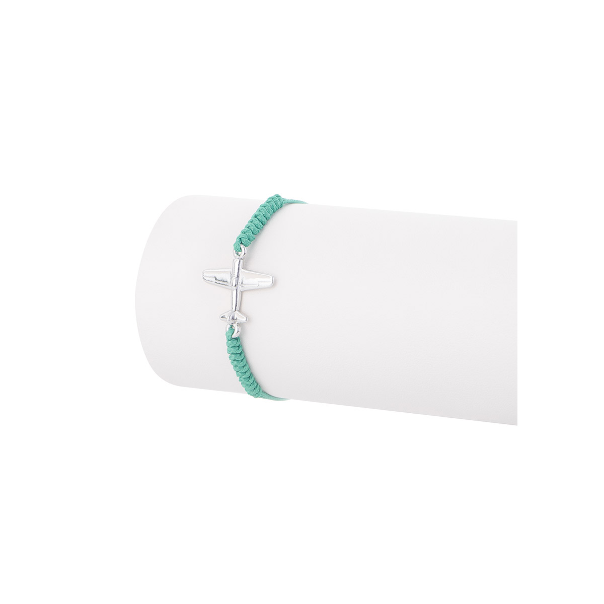 Pulsera aventurera con cordón verde y dije avión