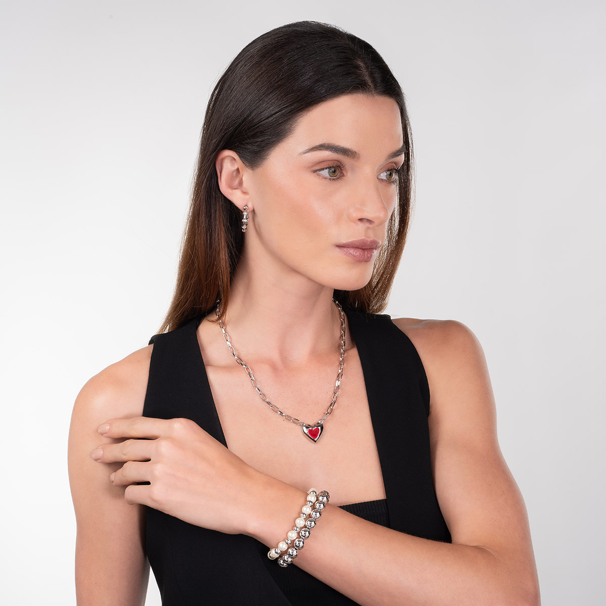 Aretes de aro plateados