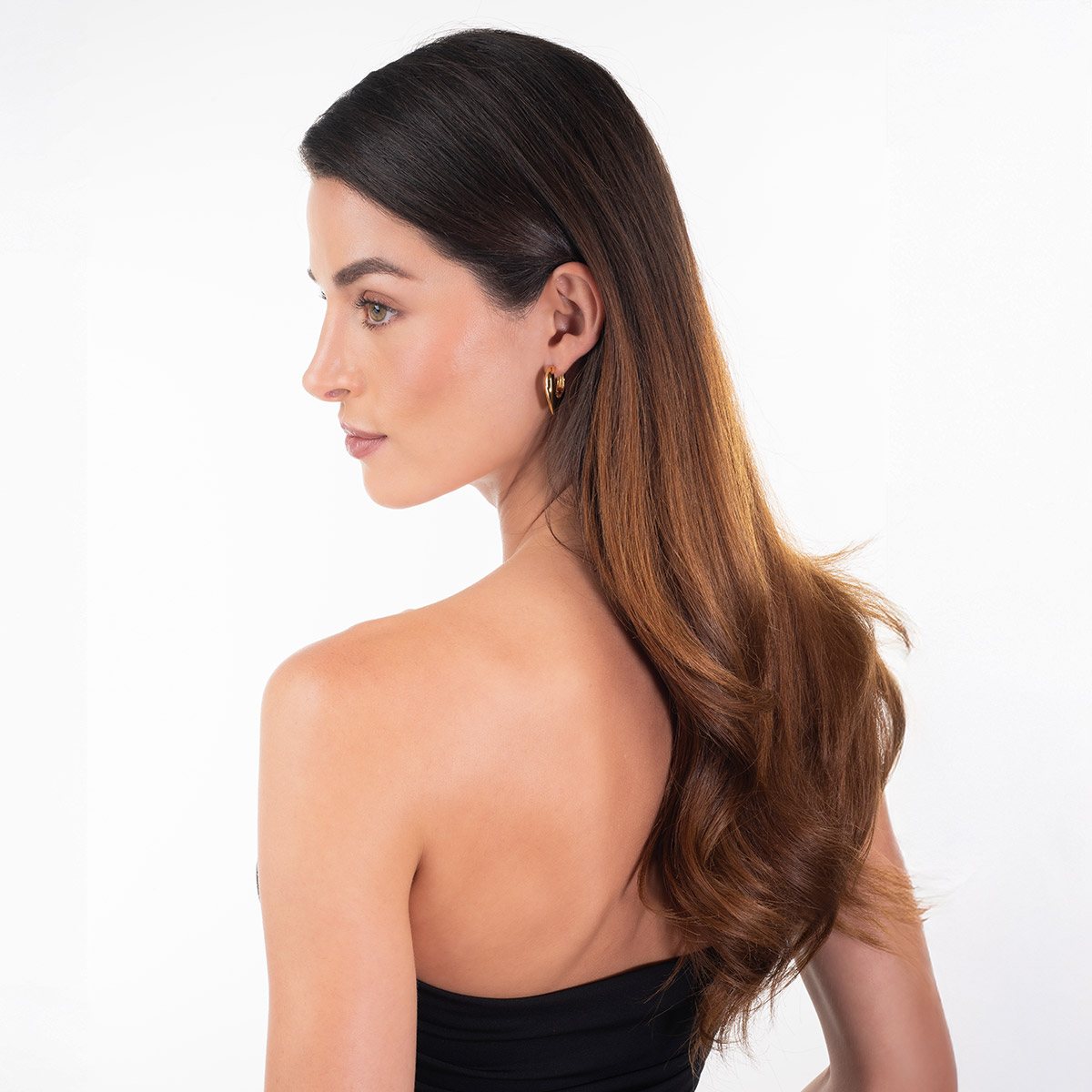 Aretes en 4  baños de oro diseño aro moderno pulido