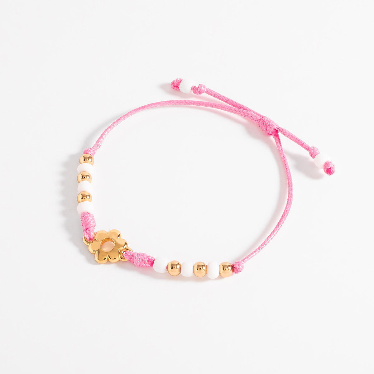 Pulsera Pulsera ajustable de cordón en baño de oro y rosaFlor Rosa