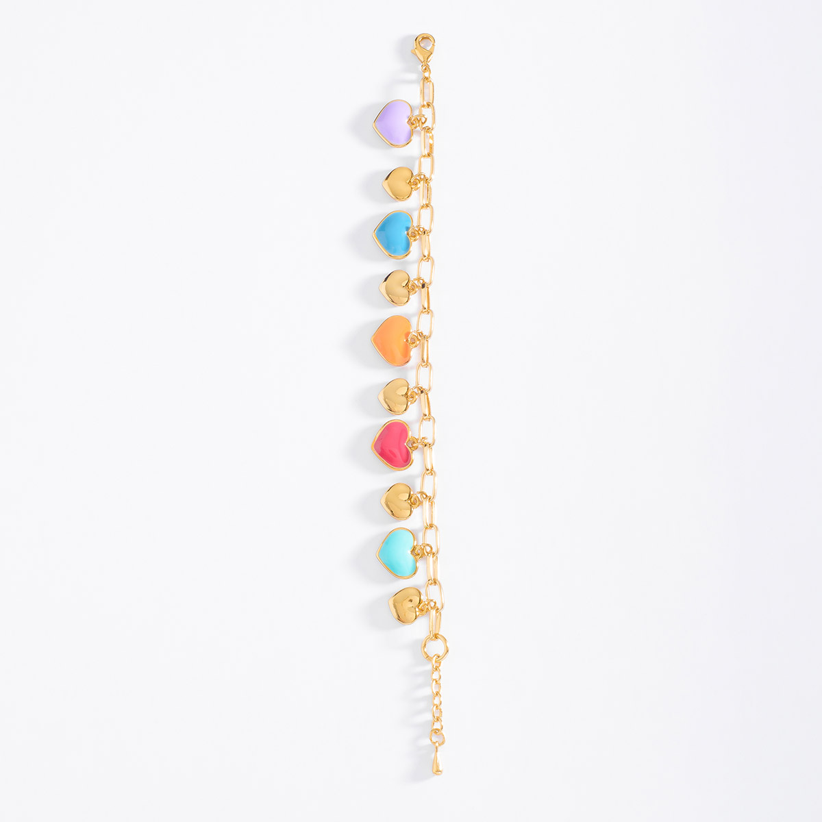 Pulsera colorida en baño de oro con corazones