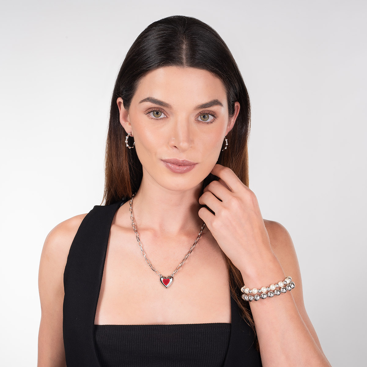 Aretes de aro plateados