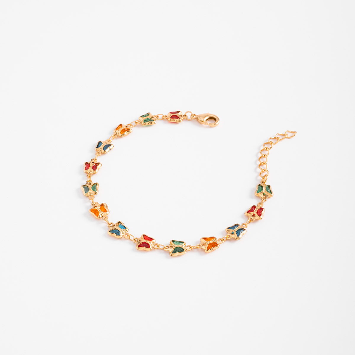 Pulsera en baño de oro mariposas con esmalte multicolor