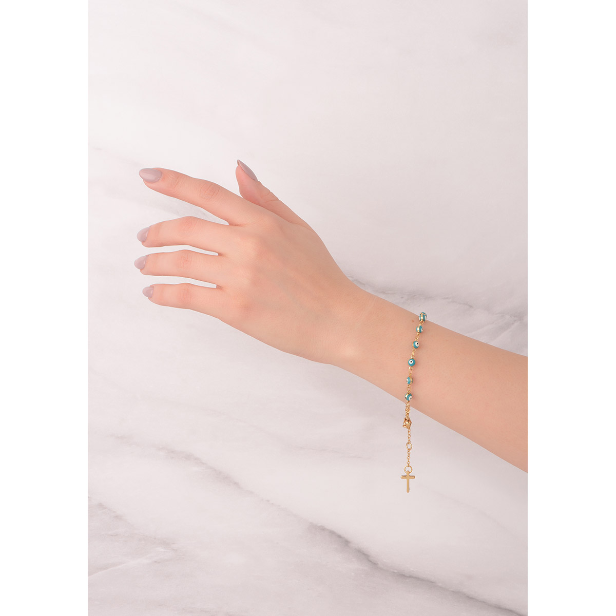 Pulsera de ojo turco dorada con 4 baños de oro de 18k