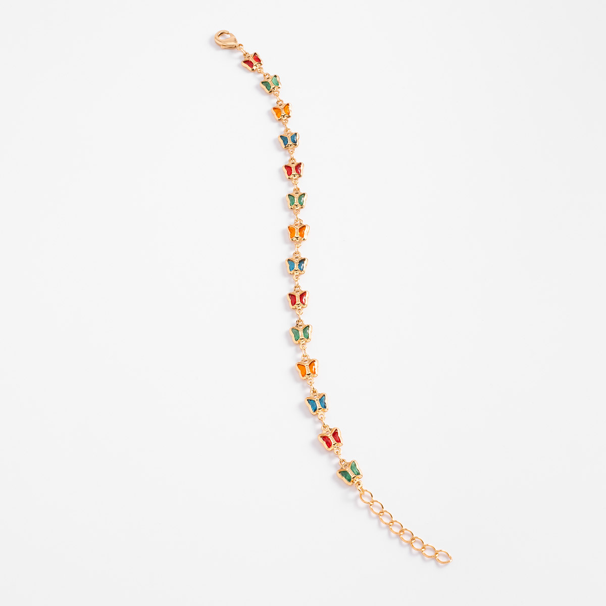 Pulsera en baño de oro mariposas con esmalte multicolor