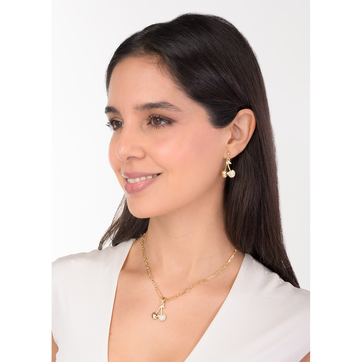 Pendientes de cereza dorados con 4 baños de oro