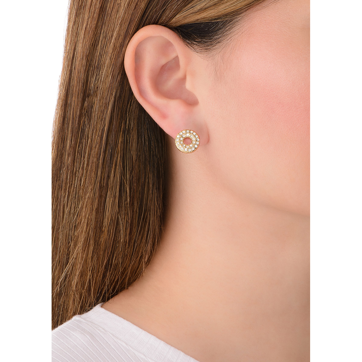 Aretes circulares con incrustaciones de cristal