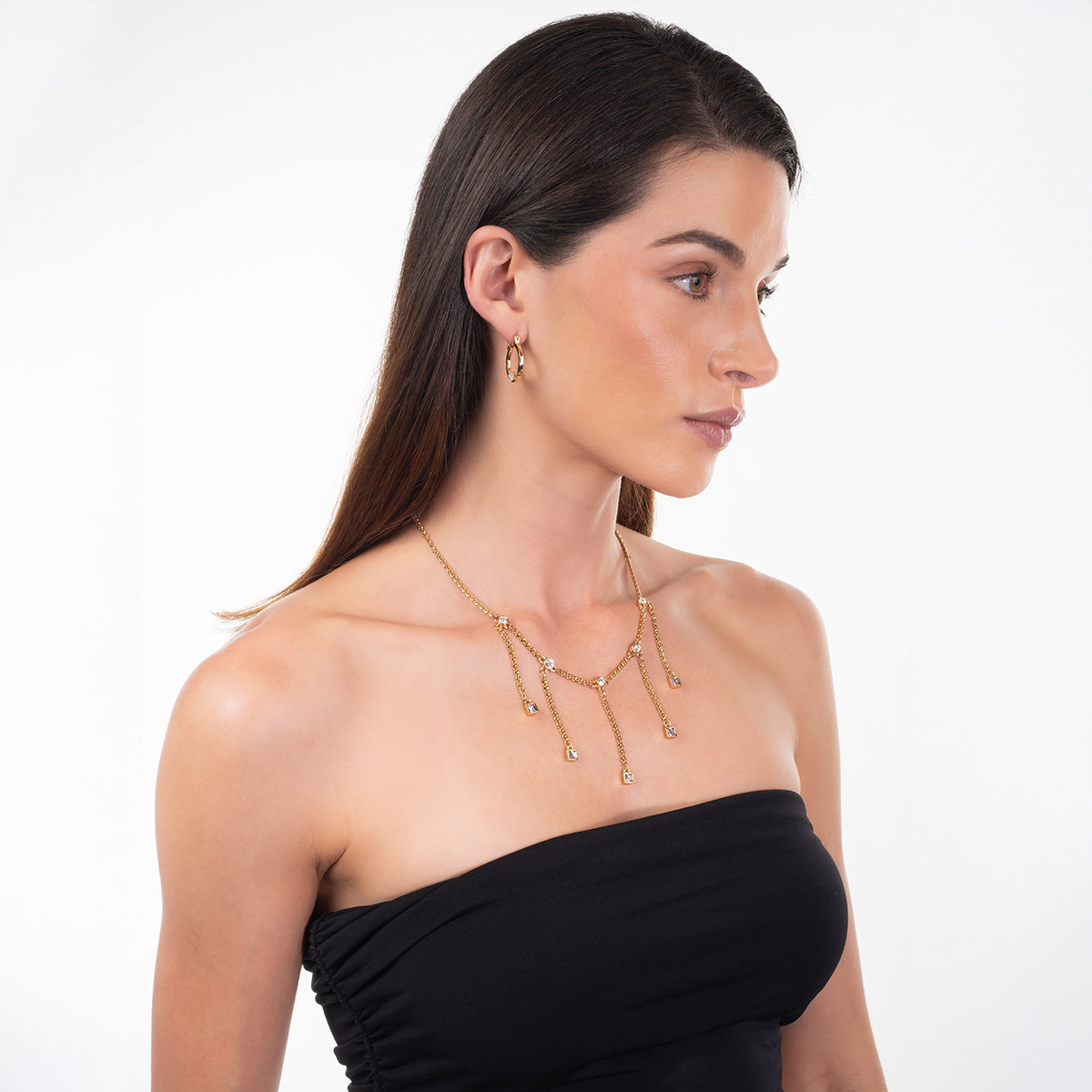 Aros dorados con circonita