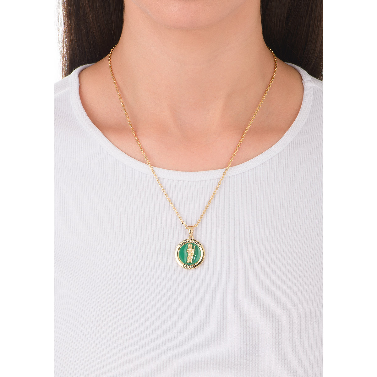 Collar de San Judas Tadeo en Baño de Oro 18k 50 cm