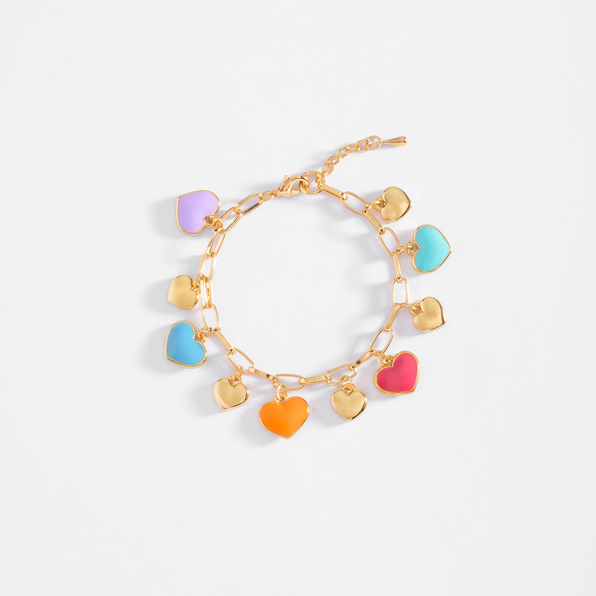Pulsera colorida en baño de oro con corazones