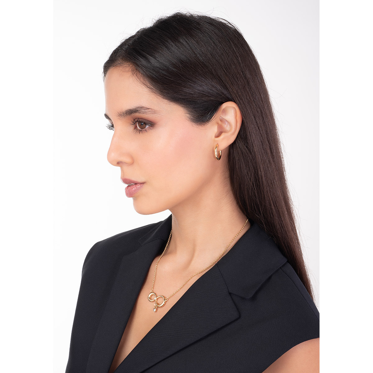 Aretes en baño de oro diseño de aro liso contemporáneo